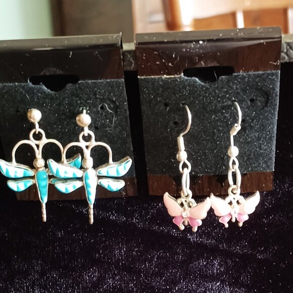 Two Pair  One DragonFly &  One Butterfly  Earrings - Picture 2 of 5
